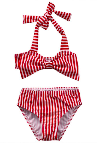 Melody Red & White Stripe Bow Bikini - Patriot Swimwear & Lake Life